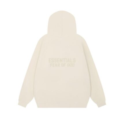 Fear of God Essentials Full Zip Up Egg Shell White Hoodie