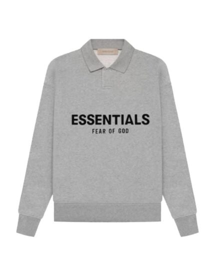 Essentials Fear of God Long Sleeve Polo Sweatshirt Dark Oatmeal